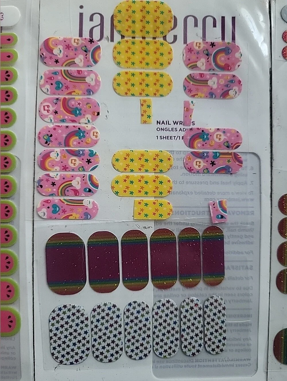 Jamberry Jr. Assorted Nail Wraps Partials Lot